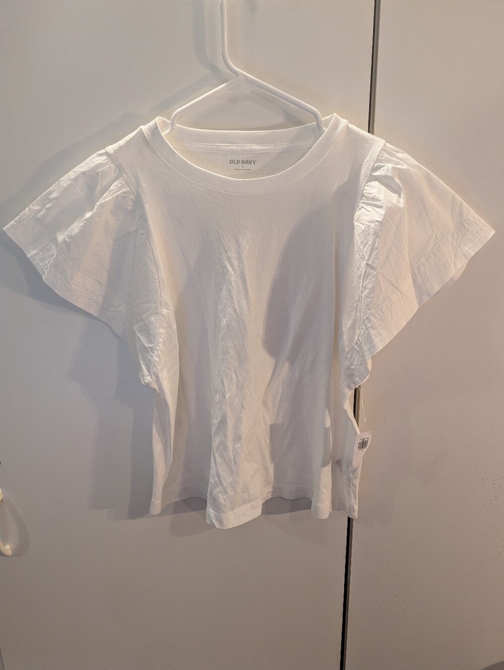 Old Navy White Flutter Sleeve Cotton Tee Size Small NWT